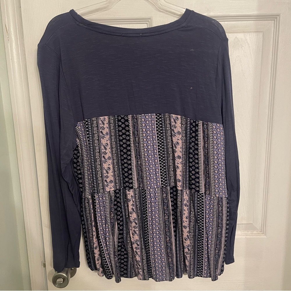 Women's Long Sleeve Top - Navy Blue - Picture 2 of 4